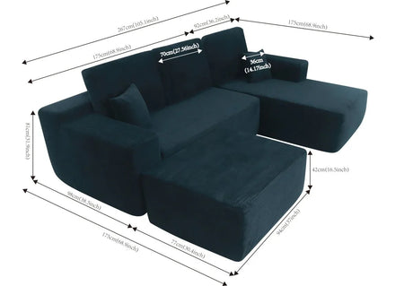 Plush Corduroy Modular Sectional Sofa With Chaise - Omega Lifestyles
