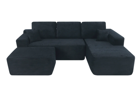 Plush Corduroy Modular Sectional Sofa With Chaise - Omega Lifestyles