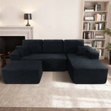 Plush Corduroy Modular Sectional Sofa With Chaise - Omega Lifestyles
