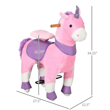 Plush Pink Steel Ride-On Unicorn Rocking Toy - Omega Lifestyles