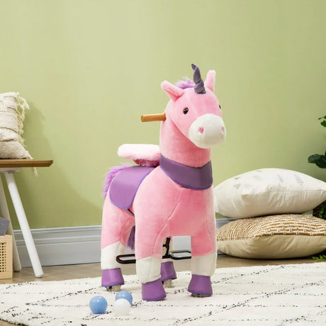 Plush Pink Steel Ride-On Unicorn Rocking Toy - Omega Lifestyles