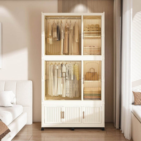 Portable Children’s Wardrobe With Magnetic Doors And Casters - Sleep Galleria