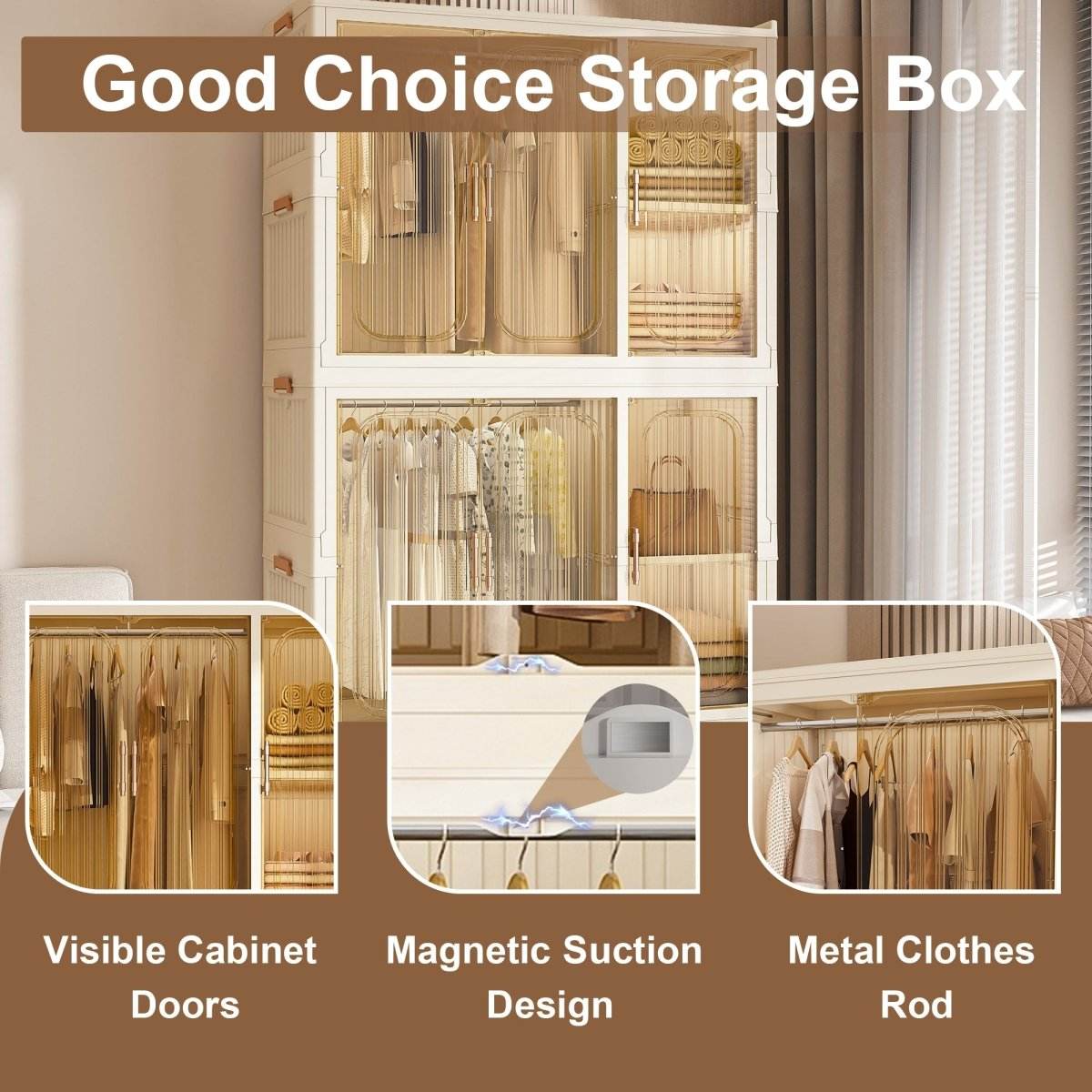 Portable Children’s Wardrobe With Magnetic Doors And Casters - Sleep Galleria