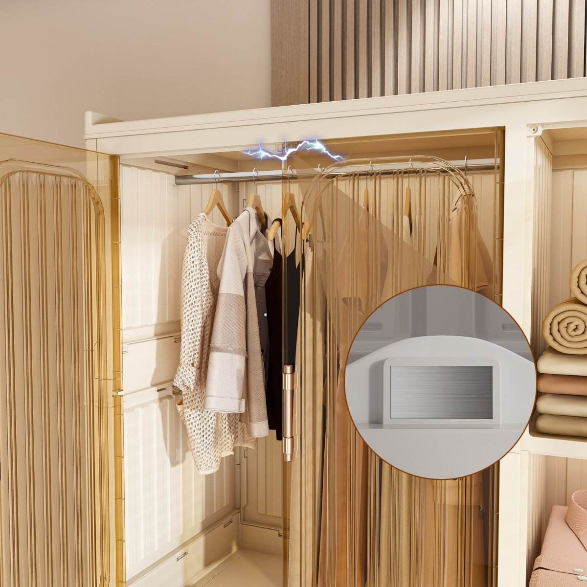 Portable Children’s Wardrobe With Magnetic Doors And Casters - Sleep Galleria