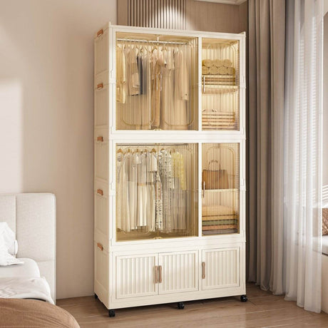 Portable Children’s Wardrobe With Magnetic Doors And Casters - Sleep Galleria