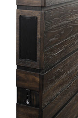 Queen Industrial Farmhouse Solid Wood Panel Bed With Bluetooth - Zenvia - Omega Lifestyles