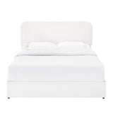 Queen Ivory Boucle Upholstered Platform Bed Frame With Storage - Zenvia - Omega Lifestyles