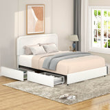 Queen Ivory Boucle Upholstered Platform Bed Frame With Storage - Zenvia - Omega Lifestyles
