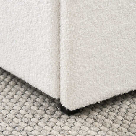 Queen Ivory Boucle Upholstered Platform Bed Frame With Storage - Zenvia - Omega Lifestyles
