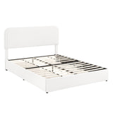 Queen Ivory Boucle Upholstered Platform Bed Frame With Storage - Zenvia - Omega Lifestyles