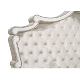 Queen Ivory Velvet Upholstered Tufted Panel Bed - Zenvia - Omega Lifestyles