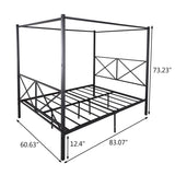 Queen Metal Canopy Bed Frame With Ornate European Design - Zenvia - Omega Lifestyles