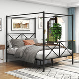 Queen Metal Canopy Bed Frame With Ornate European Design - Zenvia - Omega Lifestyles
