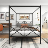 Queen Metal Canopy Bed Frame With Ornate European Design - Zenvia - Omega Lifestyles