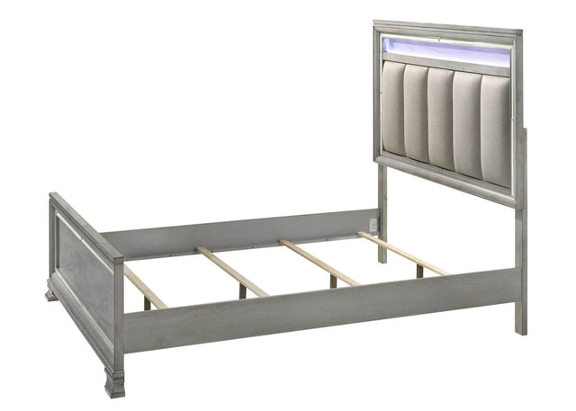 Queen Modern Glam Upholstered Bed Frame With LED Light - Omega Lifestyles