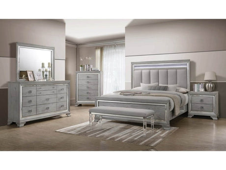 Queen Modern Glam Upholstered Bed Frame With LED Light - Zenvia - Omega Lifestyles