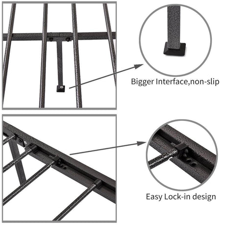 Queen Victorian Style Metal Bed Frame Platform No Box Spring - Zenvia - Omega Lifestyles