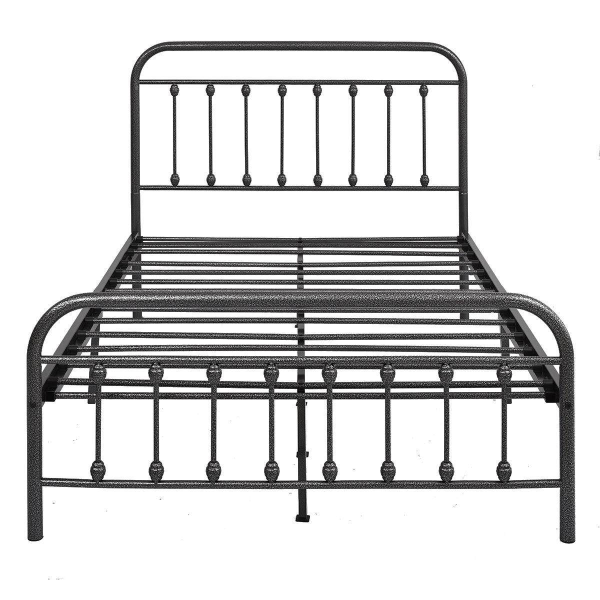 Queen Victorian Style Metal Bed Frame Platform No Box Spring - Zenvia - Omega Lifestyles