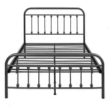 Queen Victorian Style Metal Bed Frame Platform No Box Spring - Zenvia - Omega Lifestyles