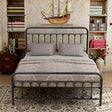 Queen Victorian Style Metal Bed Frame Platform No Box Spring - Zenvia - Omega Lifestyles
