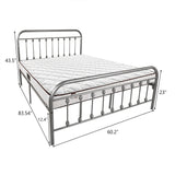 Queen Victorian Style Metal Bed Frame Platform No Box Spring - Zenvia - Omega Lifestyles