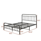 Queen Victorian Style Metal Platform Bed Frame - Zenvia - Omega Lifestyles