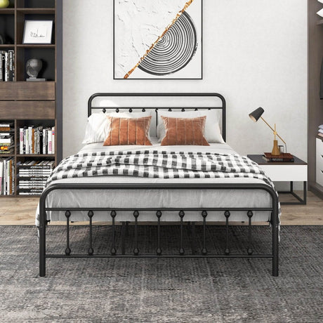 Queen Victorian Style Metal Platform Bed Frame - Zenvia - Omega Lifestyles