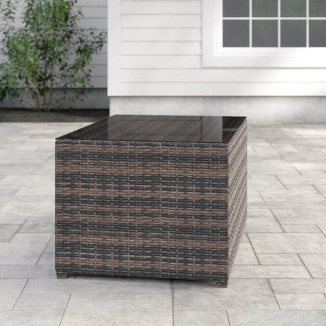 Rectangular Glass Top Wicker Outdoor Fire Pit Table - Zenvia - Omega Lifestyles