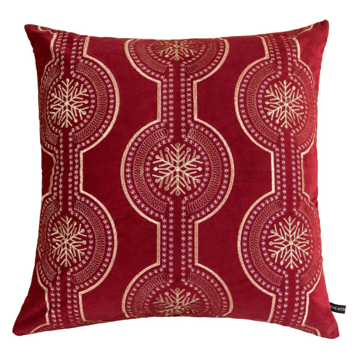 Red Embroidered Velvet Holiday Throw Pillow 20x20 - Zenvia - Omega Lifestyles