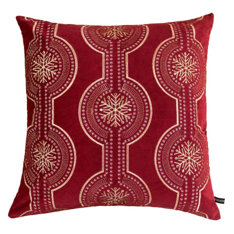 Red Embroidered Velvet Holiday Throw Pillow 20x20 - Zenvia - Omega Lifestyles