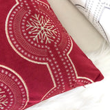 Red Embroidered Velvet Holiday Throw Pillow 20x20 - Zenvia - Omega Lifestyles