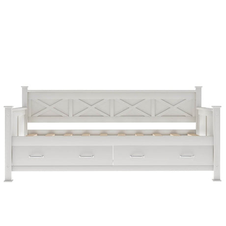 Rustic Cream White Wooden Daybed - Sleep Galleria
