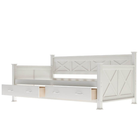 Rustic Cream White Wooden Daybed - Sleep Galleria