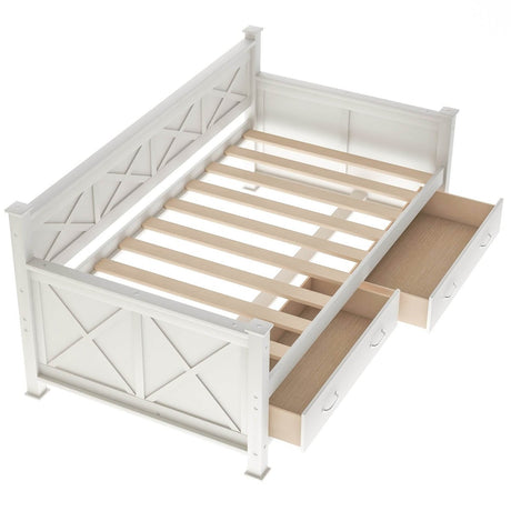 Rustic Cream White Wooden Daybed - Sleep Galleria