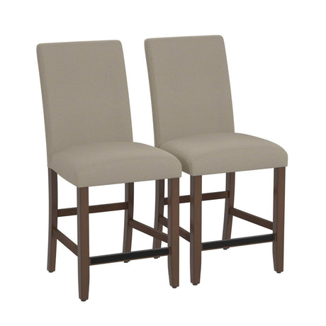 Set of 2 Brown Upholstered Engineered Wood Barstools - Zenvia - Omega Lifestyles