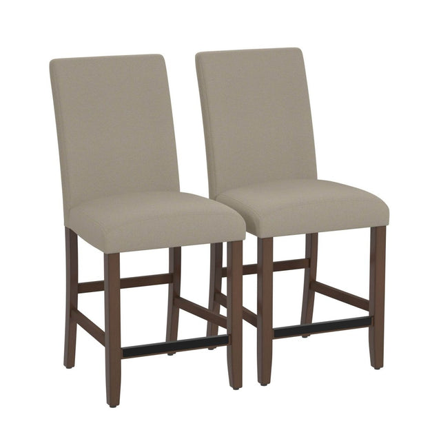 Set of 2 Brown Upholstered Engineered Wood Barstools - Zenvia - Omega Lifestyles