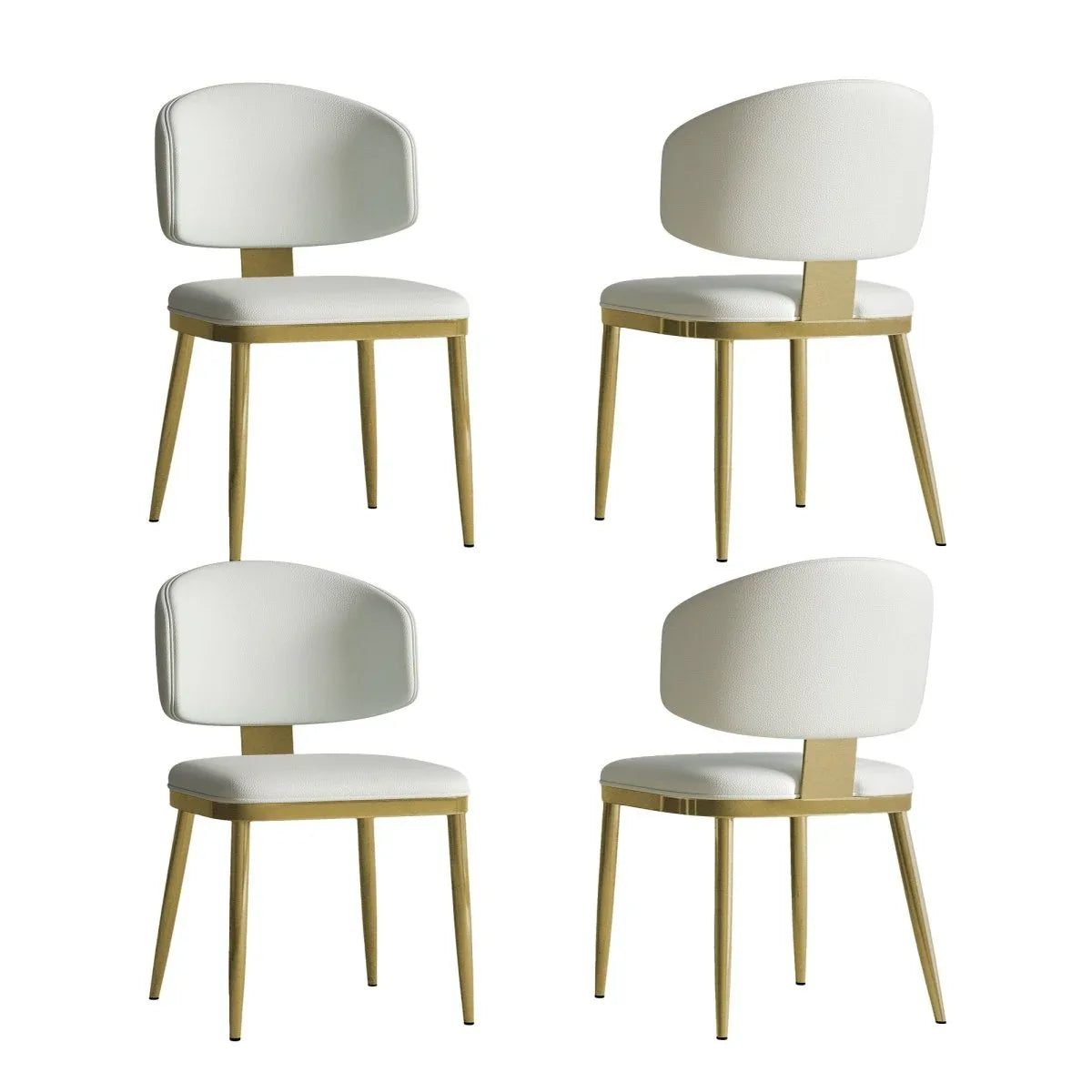 Set Of 2 Modern PU Leather Metal Dining Chairs White - Omega Lifestyles