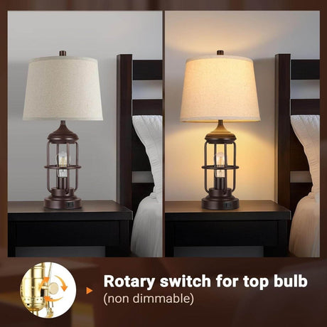 Set of 2 Rustic Farmhouse Touch Control Table Lamps - Omega Lifestyles