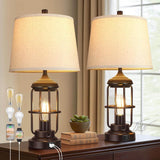 Set of 2 Rustic Farmhouse Touch Control Table Lamps - Omega Lifestyles