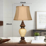 Set of 2 Vintage Resin Table Lamps With Bell Shades - Sleep Galleria