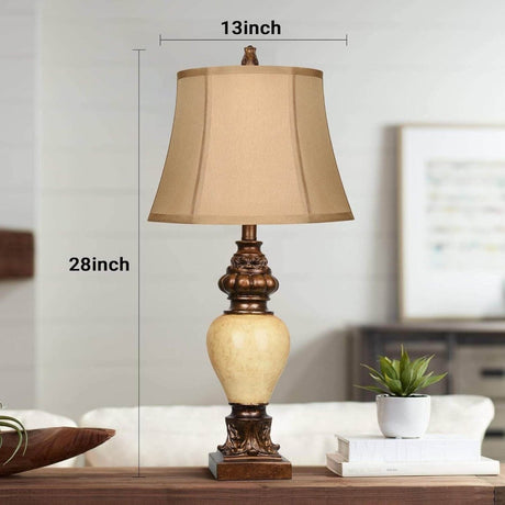 Set of 2 Vintage Resin Table Lamps With Bell Shades - Sleep Galleria