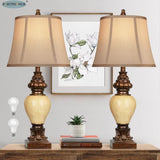 Set of 2 Vintage Resin Table Lamps With Bell Shades - Sleep Galleria