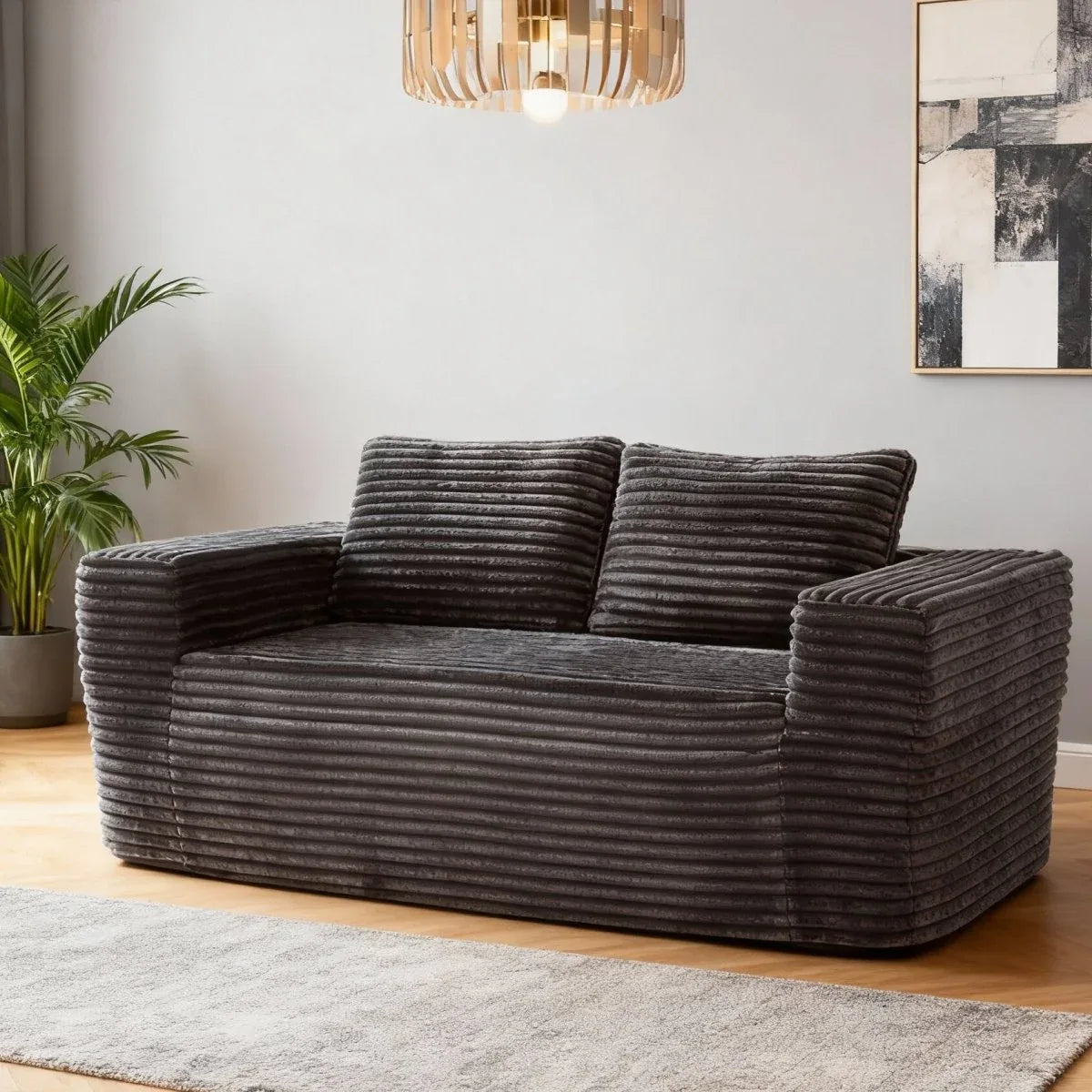 Soft Corduroy Memory Foam 2-Seater Loveseat Sofa - Omega Lifestyles