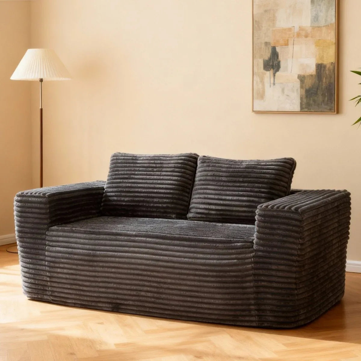 Soft Corduroy Memory Foam 2-Seater Loveseat Sofa - Omega Lifestyles