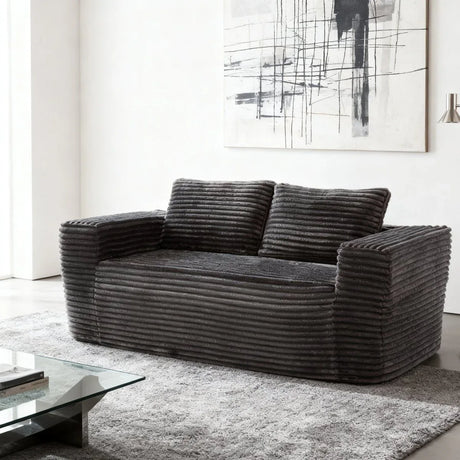 Soft Corduroy Memory Foam 2-Seater Loveseat Sofa - Omega Lifestyles