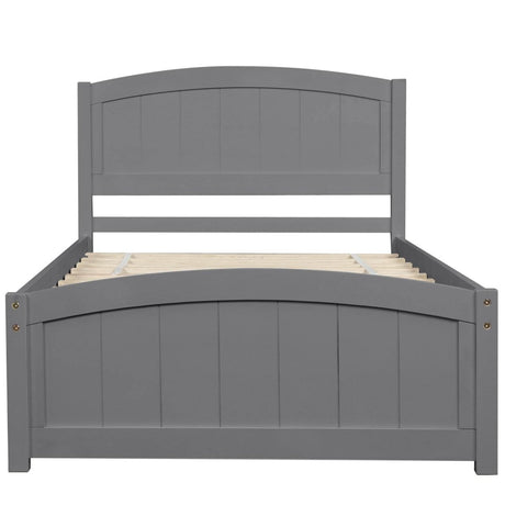 Solid Wood Gray Platform Bed With Headboard And Footboard - Zenvia - Omega Lifestyles