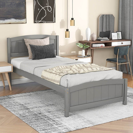 Solid Wood Gray Platform Bed With Headboard And Footboard - Zenvia - Omega Lifestyles