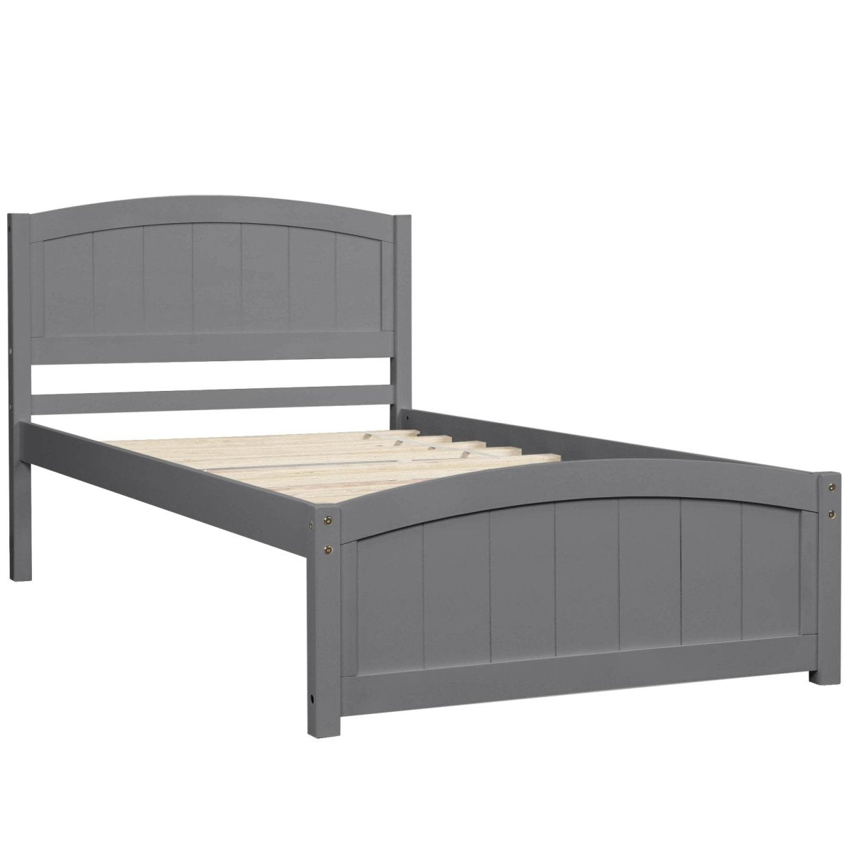 Solid Wood Gray Platform Bed With Headboard And Footboard - Zenvia - Omega Lifestyles