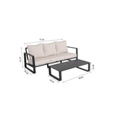 Three - Seat Sofa And Rectangular Coffee Table Set White Canvas - Zenvia - Omega Lifestyles