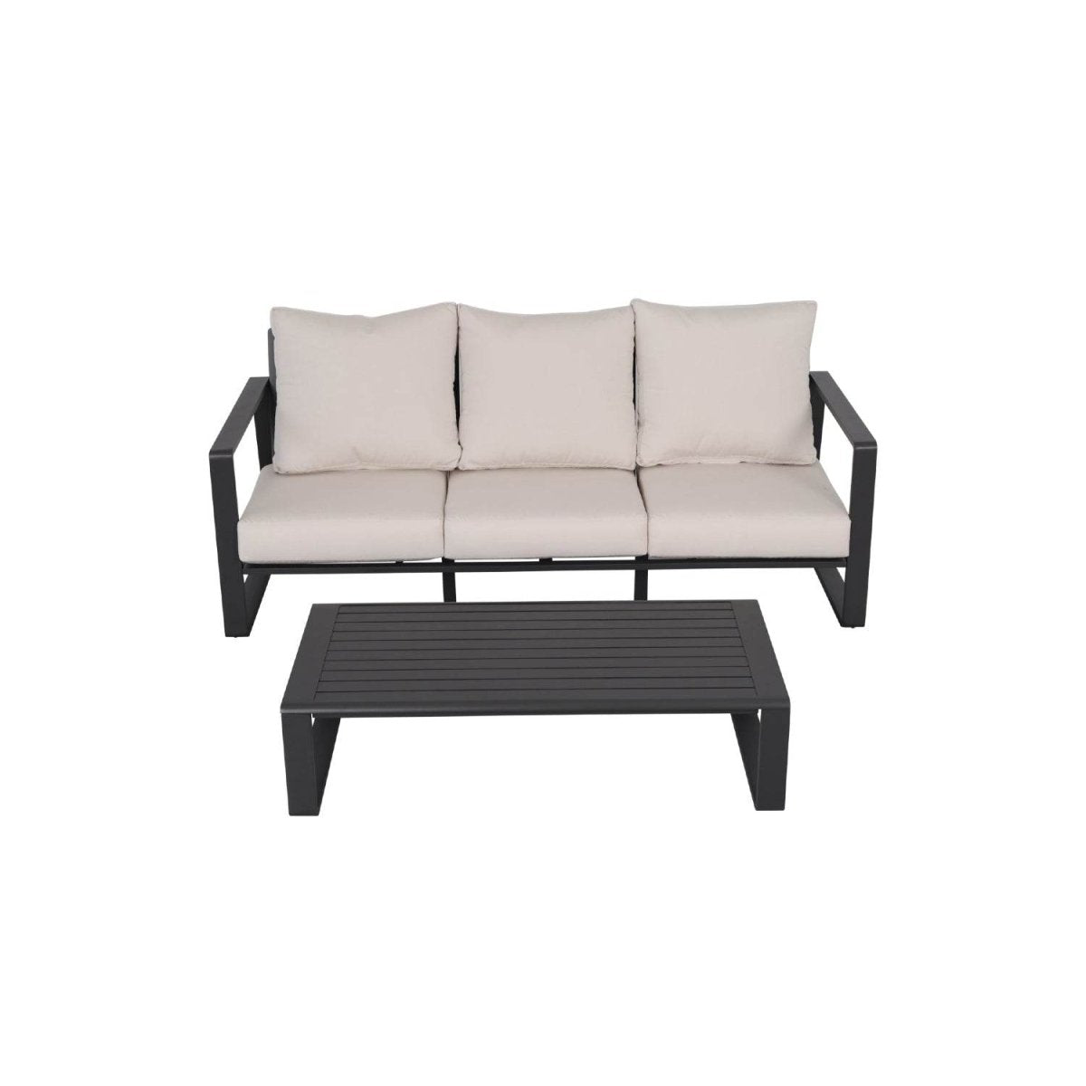 Three - Seat Sofa And Rectangular Coffee Table Set White Canvas - Zenvia - Omega Lifestyles